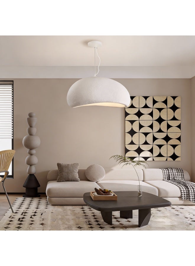 Retro Pendant Light - Beige Textured Pendant Light - Kitchen Pendant Light - Height Adjustable, Includes LED Bulb, Eye-Friendly Anti-Glare, High-Density Polystyrene and Resin Shade, Suitable for Dining Room/Living Room/Kitchen Island/Bedroom/Mosque. - Image 2